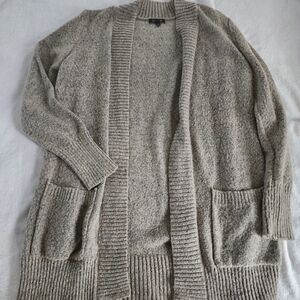 Cozy Open-Front Taupe Cardigan Sweater